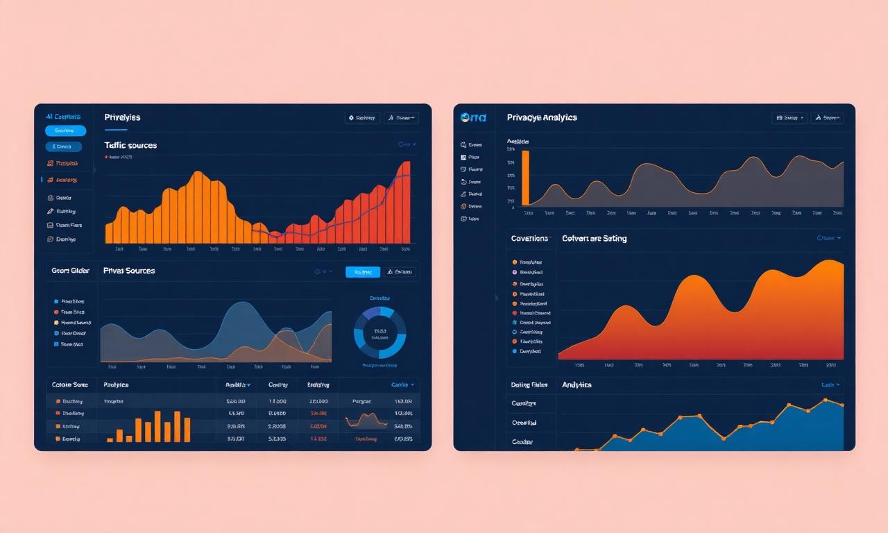 Two privacy-focused WordPress analytics dashboards compared side by side