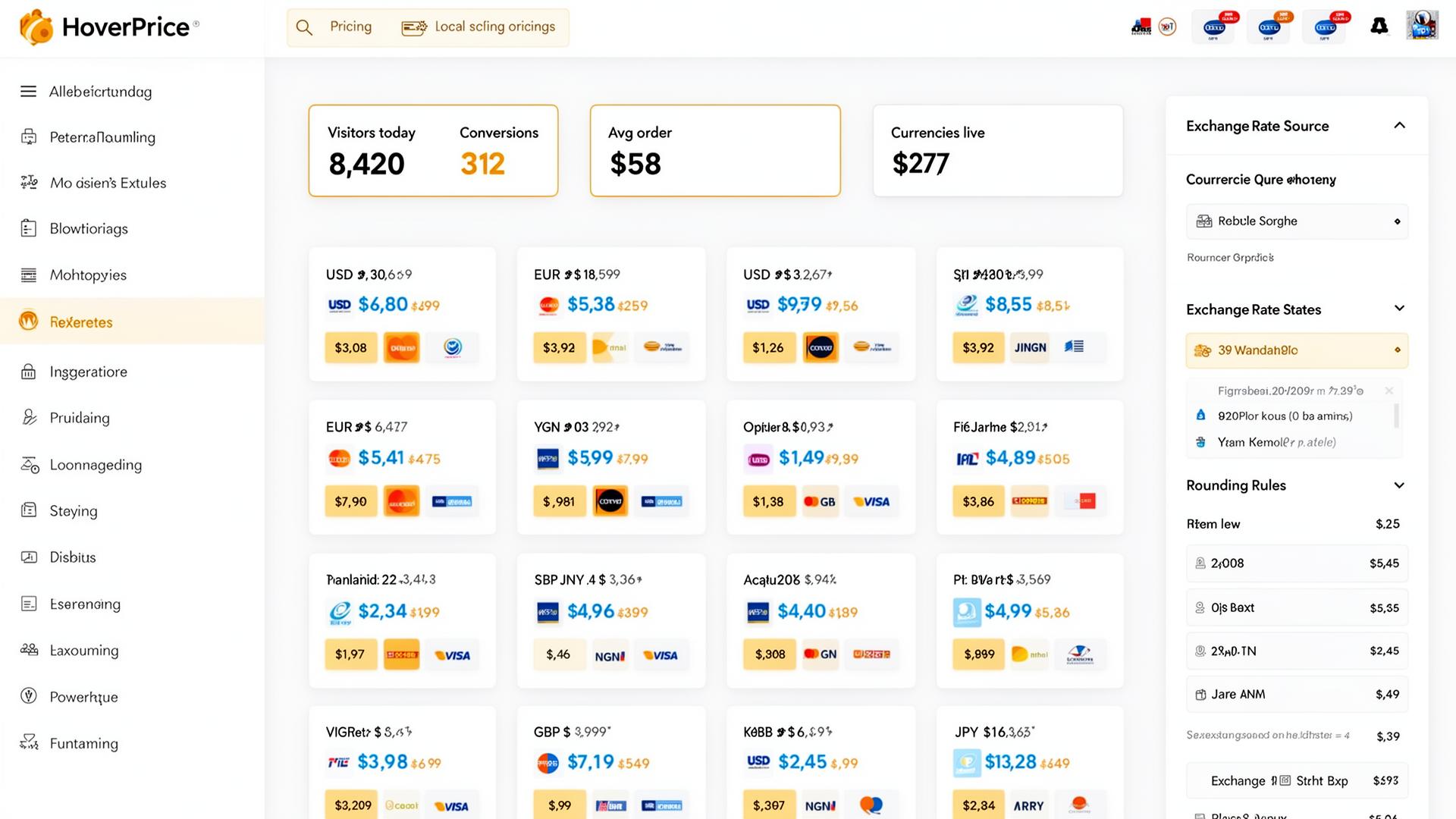 HoverPrice Converter for WooCommerce interface