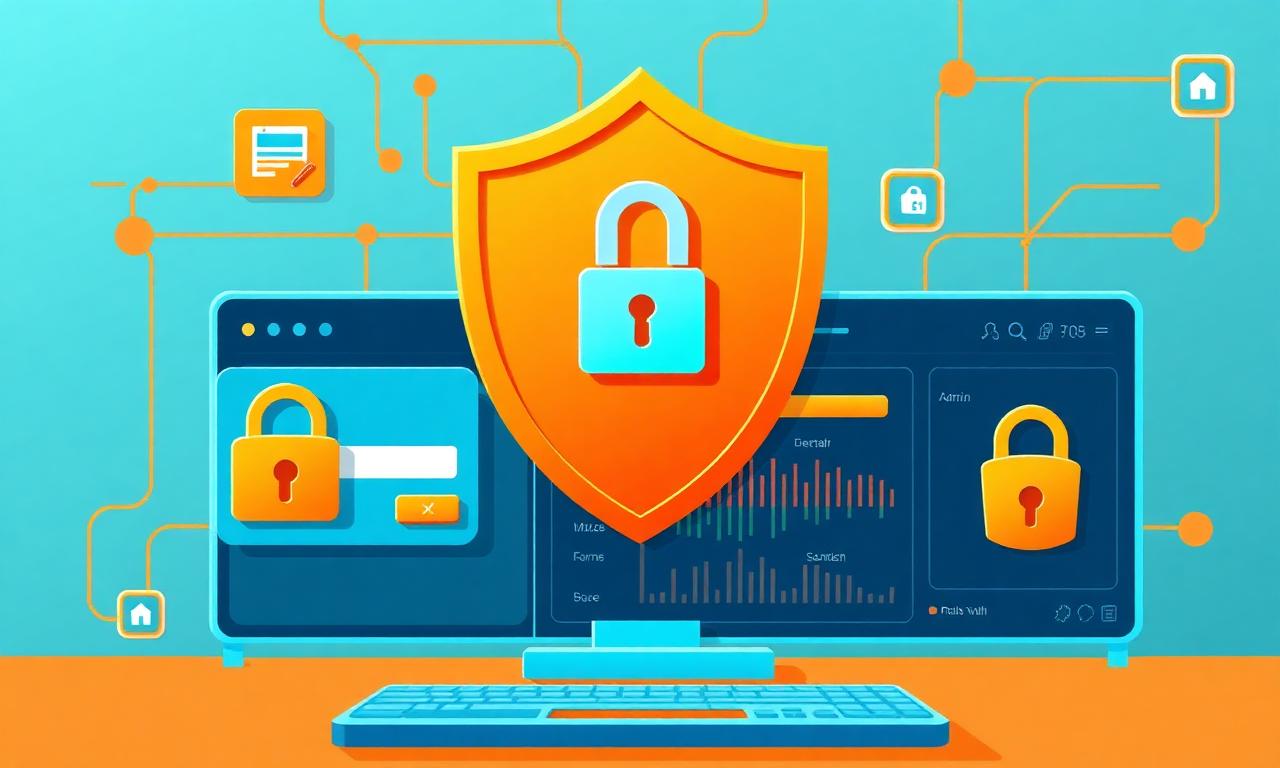 Secure WordPress administration dashboard protected by shields and locks